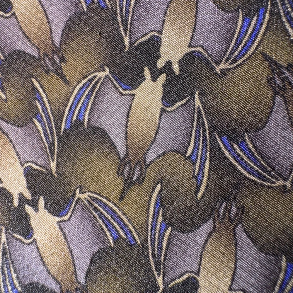Karen Bierce Nature Conservancy Silk Tie Lot 2 Fruit Bat Dusky‎ Shark Vintage
